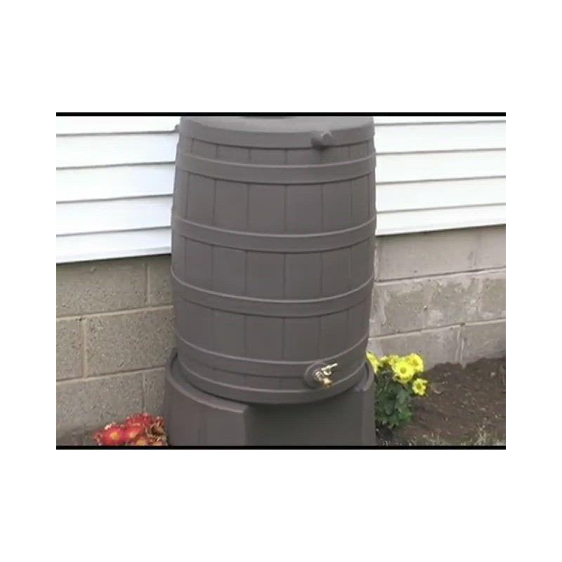 Good Ideas 50 Gallons Weather Resistant Plastic Drainable Rain Barrel