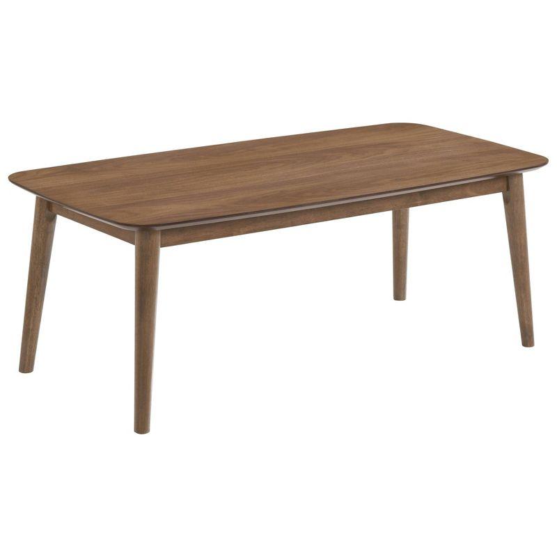 3pc Radley Wood Coffee Table Set Walnut - Coaster: Modern Living Room Furniture, Beveled Edge Design