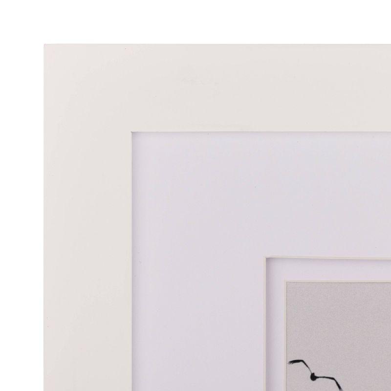 Gallery Solutions 8"x8" Flat White Tabletop Wall Frame with Double White Mat 5"x5" Image: Elegant Display