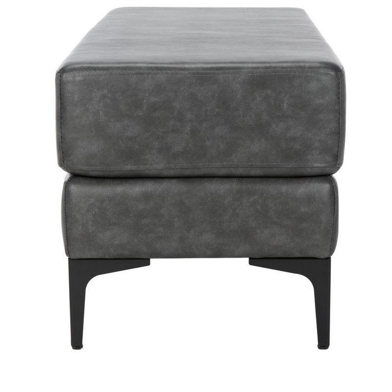 Elise Transitional 48" Black and Grey Faux Leather Bench