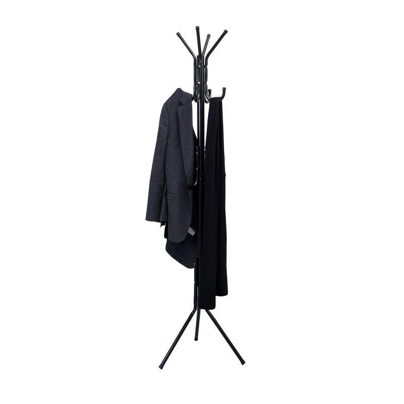 Black Metal 11-Hook Freestanding Coat Rack