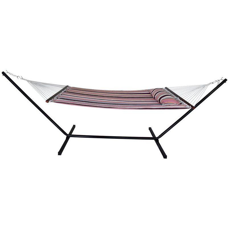 Sorbus 2-Person Stylish Hammock with Stand- 53" Large Cotton Outdoor Hammock- Spreader bars & Pillow Included- Heavy Duty 450lbs