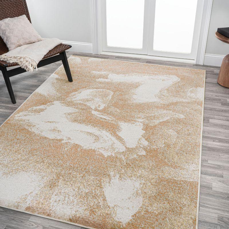 3' x 5' Petalo Abstract Two-Tone Modern Area Rug, Orange/Beige/Cream - JONATHAN Y