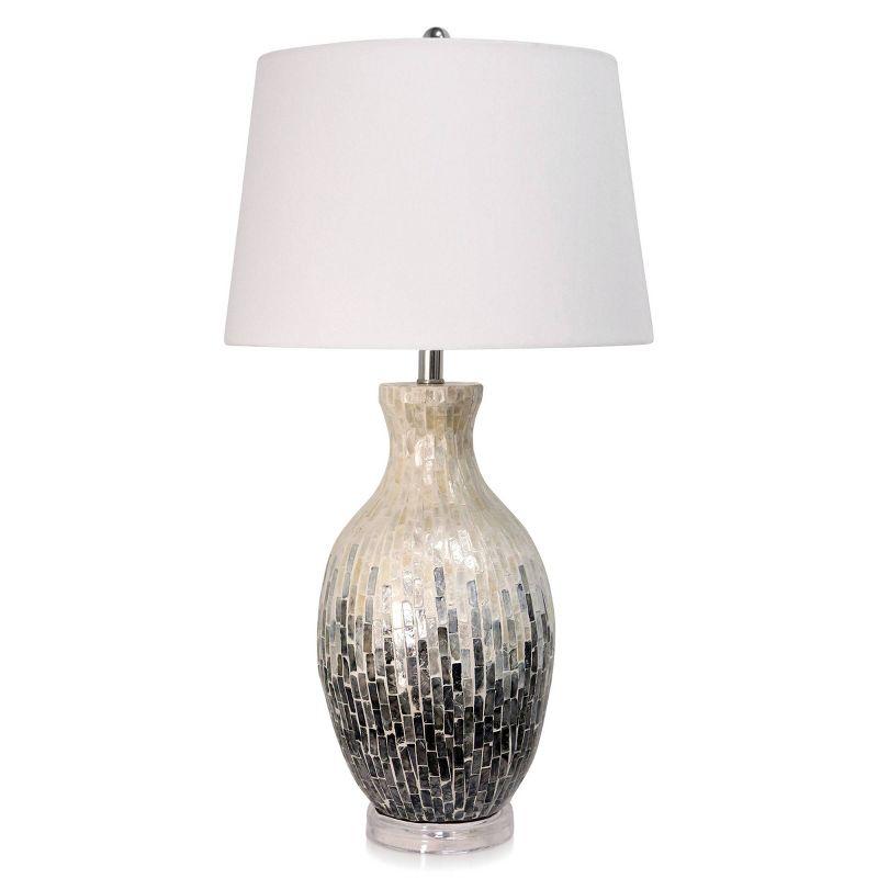 Aasha White Capiz Shell Ceramic Table Lamp with Fabric Shade