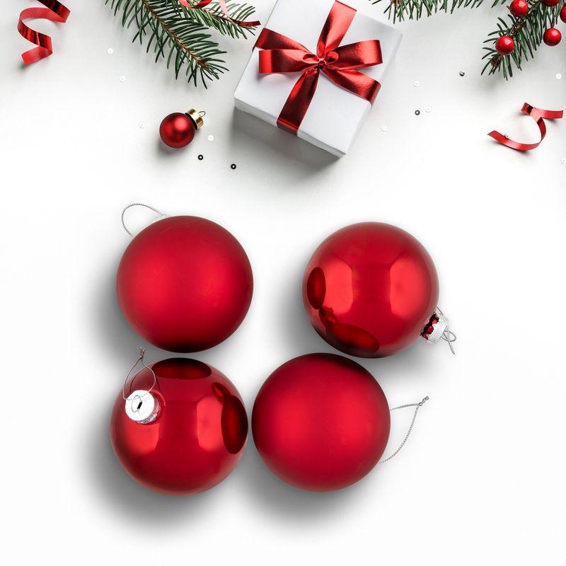 2-Finish Glass Christmas Ball Ornament (Set of 4)