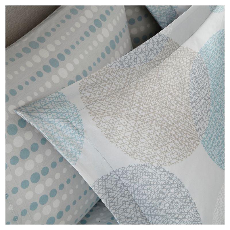 Aqua and Gray Reversible Microfiber Queen Bedspread Set