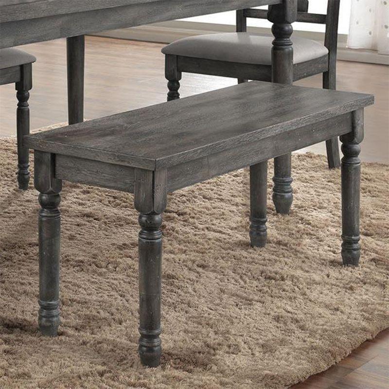 Simple Relax Rectangular Wooden Dining Bench in Weathered Gray