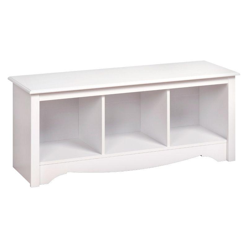 Monterey Chic White Laminated Cubby Storage Bench - 54in