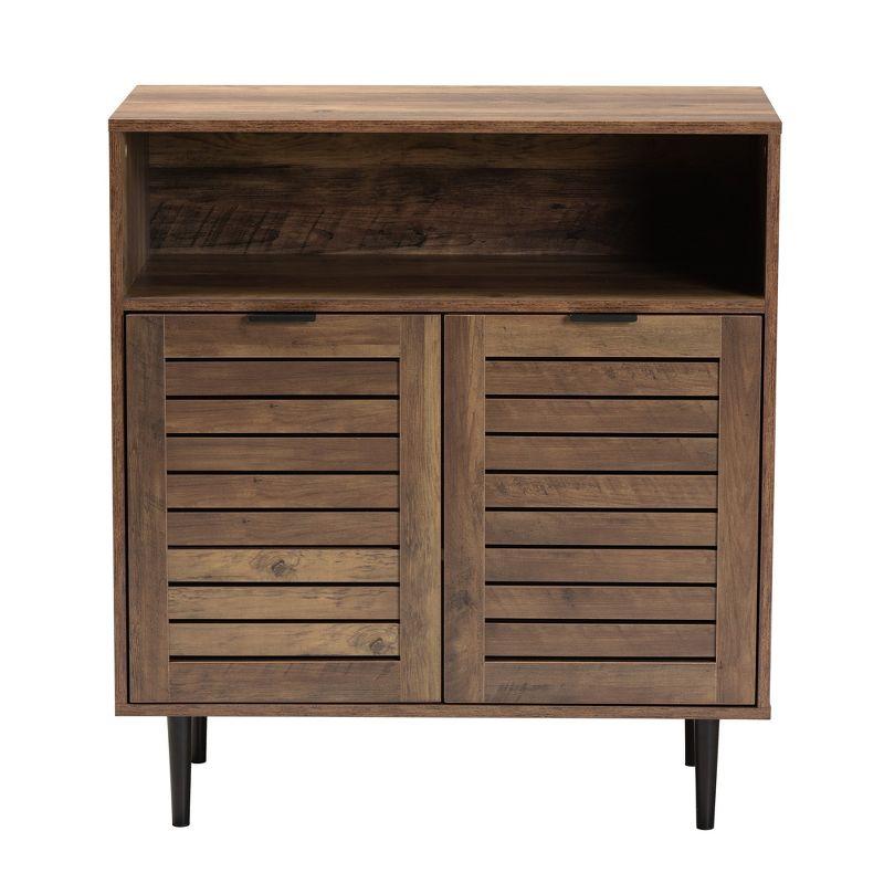 Baxton Studio Baylah Mid-Century Modern Natural Brown Finished Wood and Black Metal 2-Door Sideboard