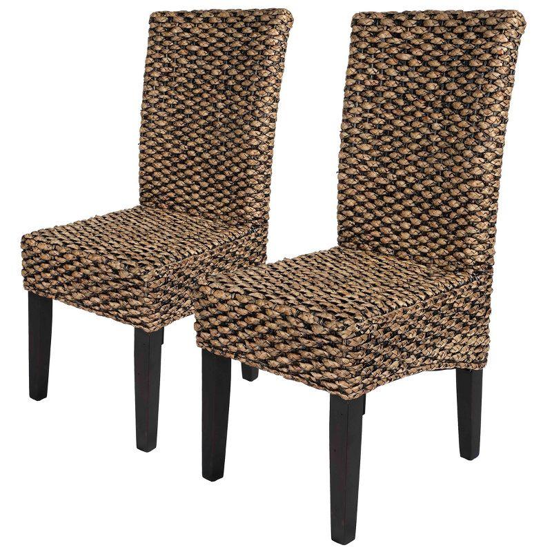 2pc Water Hyacinth Parson Chairs Natural/Black - Stylecraft