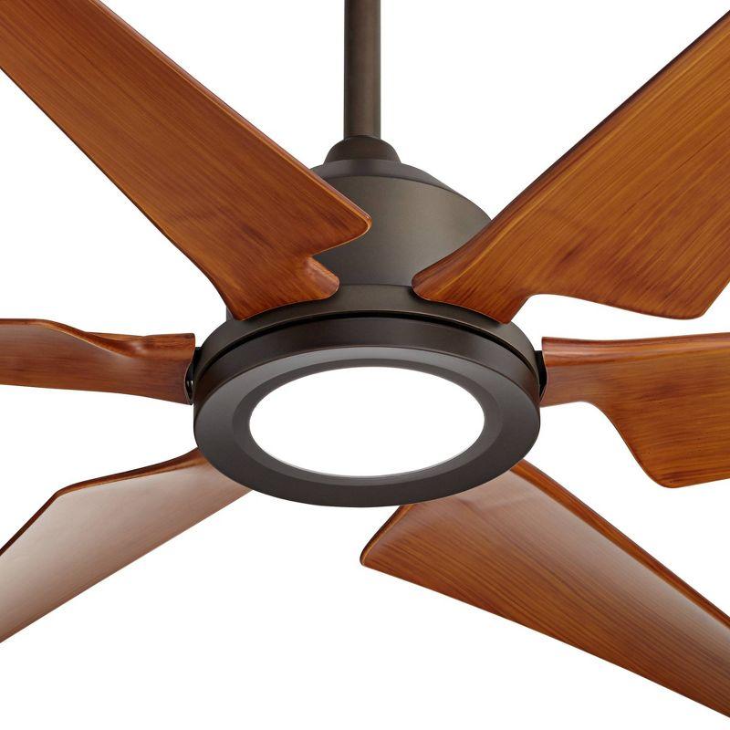 72" Casa Vieja Power Hawk Modern Indoor Outdoor Ceiling Fan with Dimmable LED Light Remote Oil Rubbed Bronze Painted Wood Damp Rated for Patio House