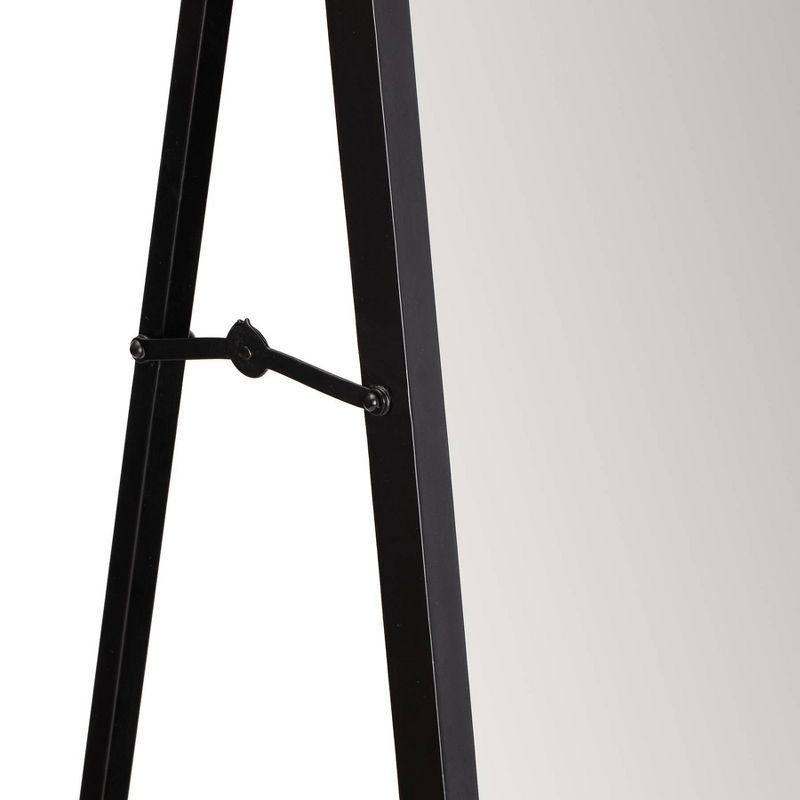 Brewster Carmen Black Rectangular Linear Mirror: Modern Floor Mirror, 60x18, Metal Frame, Freestanding