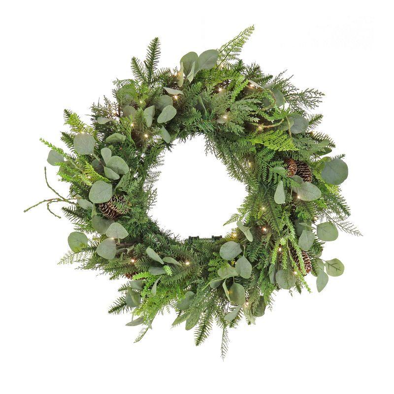 28'' Faux Mixed Assortment Lighted Wreath