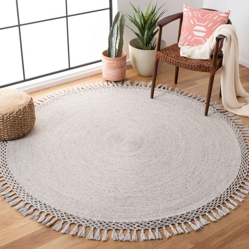 Gray Round Hand-Tufted Wool Reversible Rug