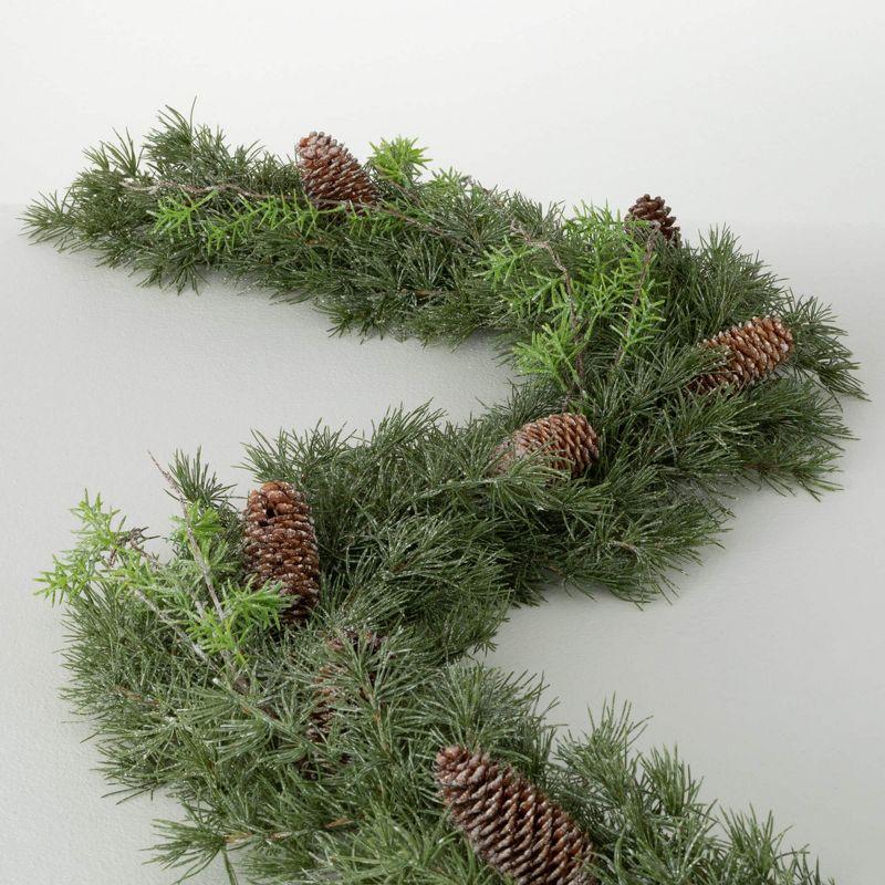 72" Green Artificial Snow-Dusted Pine Christmas Garland