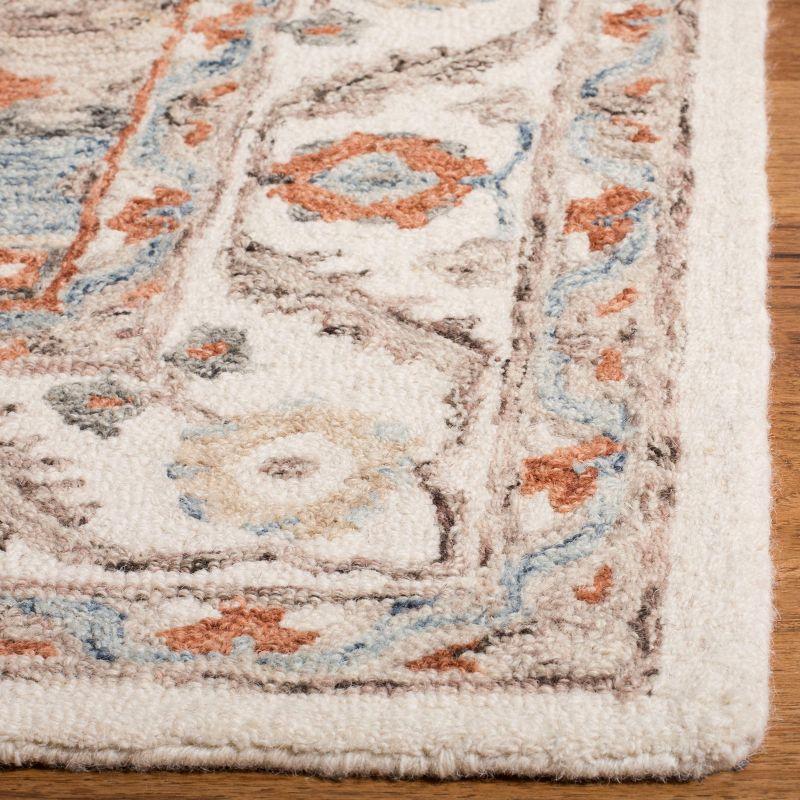 Ivory and Rust Hand-Tufted Wool Square Area Rug