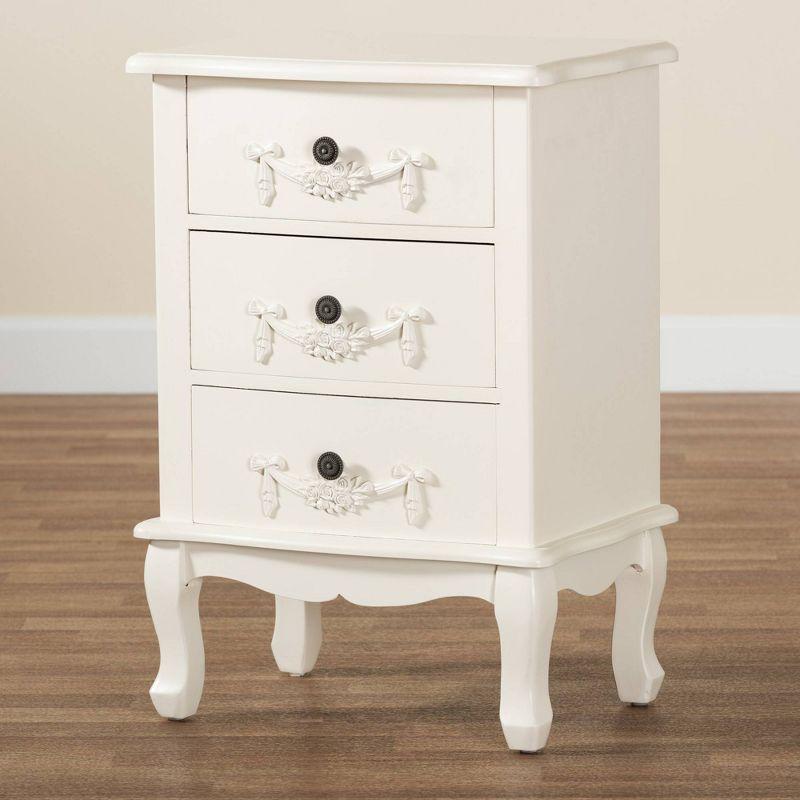 Callen Wood 3 Drawer Nightstand White - Baxton Studio