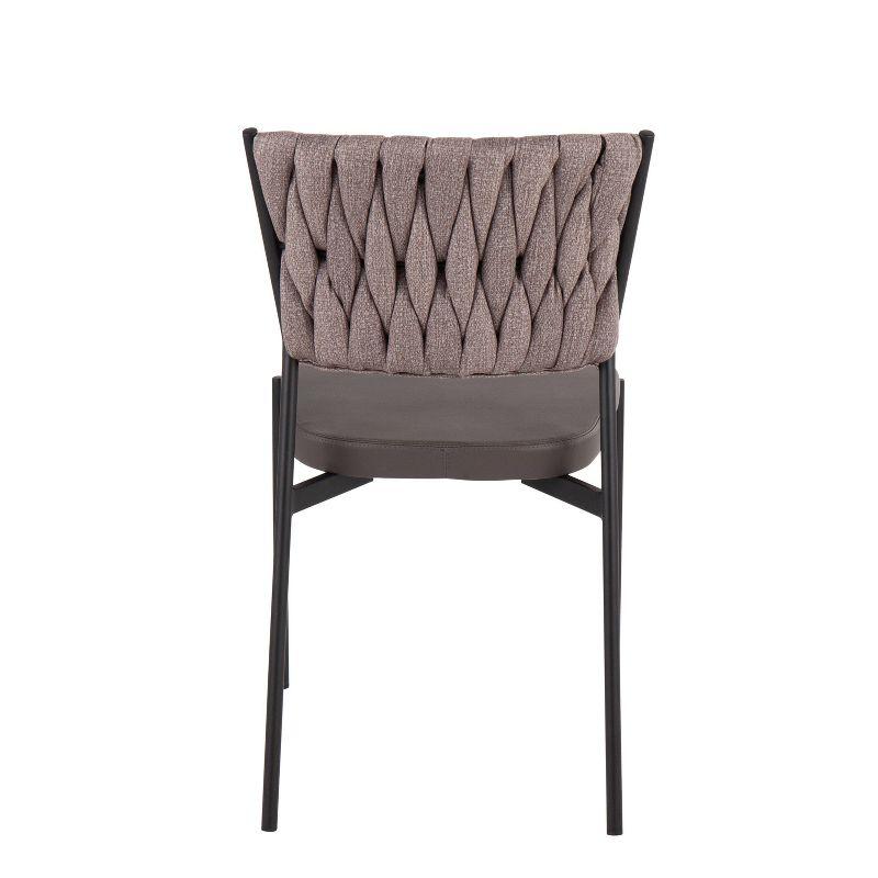 Contemporary Braided Tania Dark Gray Faux Leather Dining Chair Set