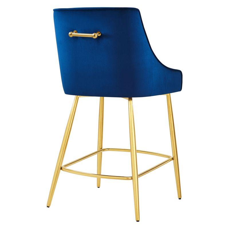 Navy Gold Brushed Metal & Velvet 25" Counter Stool