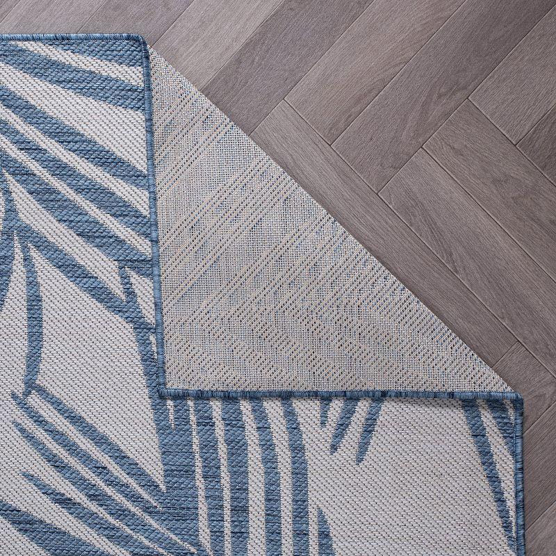 World Rug Gallery Contemporary Distressed Leaves Textured Flat Weave Indoor/Outdoor Area Rug - BLUE 5' X 7'
