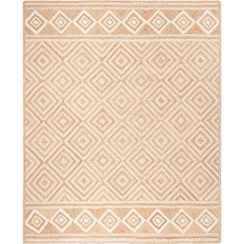 Ivory Hand-Knotted 9' x 12' Natural Fiber Rectangular Rug