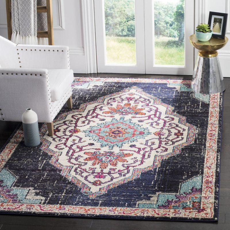 Monaco MNC254 Power Loomed Indoor Area Rug - Black/Blue - 6'7"x9'2" - Safavieh