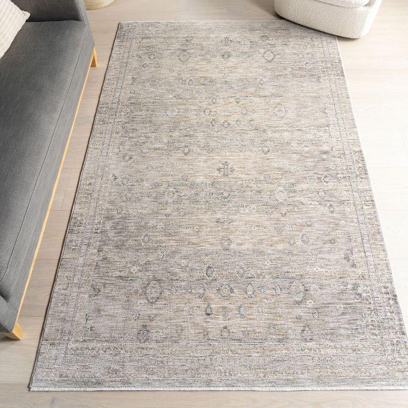 Handmade Beige Medallion Synthetic Indoor Runner Rug