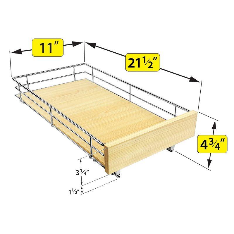 LYNK PROFESSIONAL® Select Pull Out Cabinet Organizer for Kitchen Cabinets, Wood and Chrome