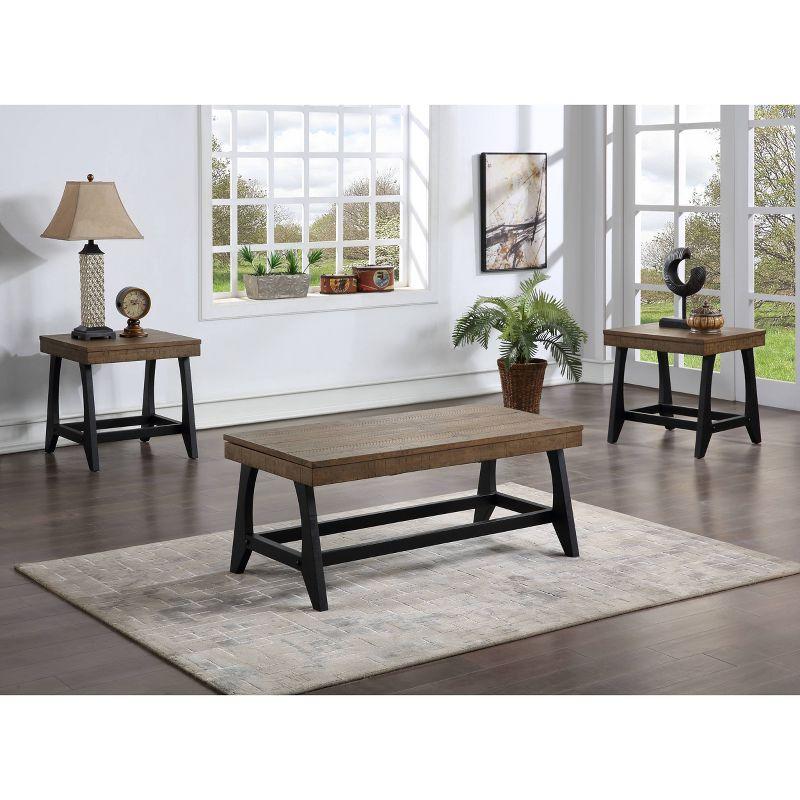 3pc Ralston Occasional Set Caramel/Black - Steve Silver Co.: Lift-Top Table, Nesting End Tables