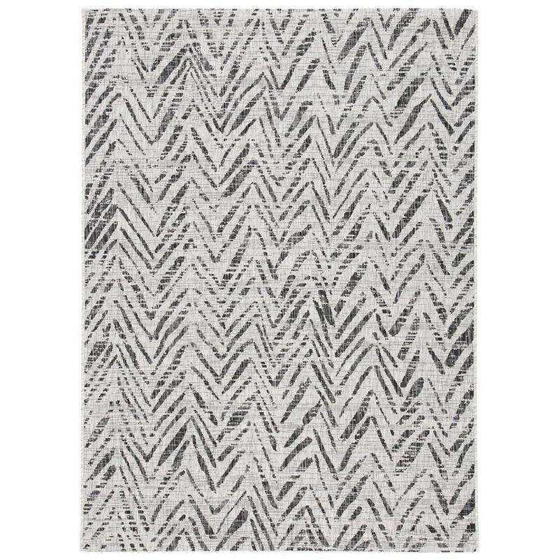 Grey and Black Chevron Indoor/Outdoor Area Rug