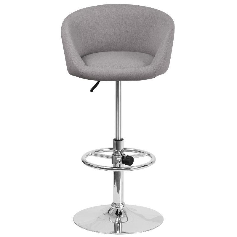 Merrick Lane Bucket Seat Bar and Dining Stool Modern Gray Fabric Stool with 360 Swivel, Adjustable Height and Chrome Footrest