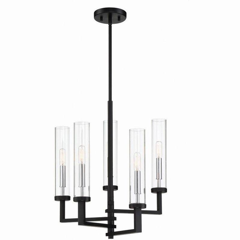 Savoy House Folsom 5 - Light Chandelier in  Matte Black/Polished Chrome