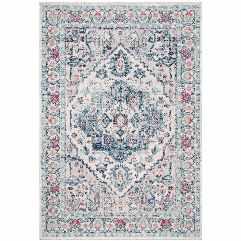 Navy Fuchsia Hand-knotted Synthetic Floral Area Rug