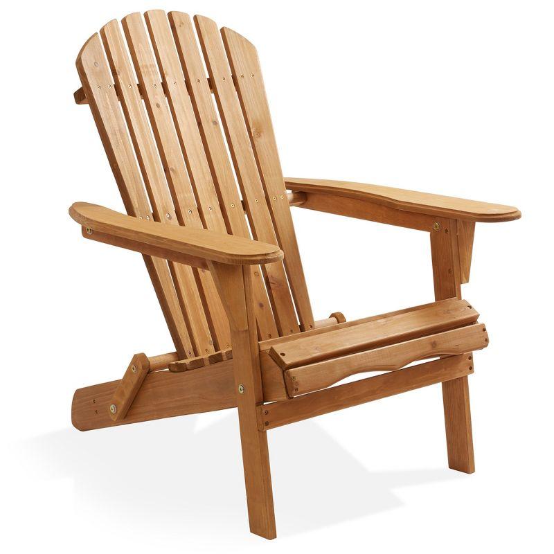 Casafield Folding Wooden Adirondack Chair, Pre-Assembled Backrest