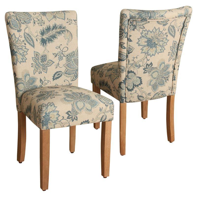 Lexie Vintage Indigo Linen Upholstered Parsons Side Chair Set