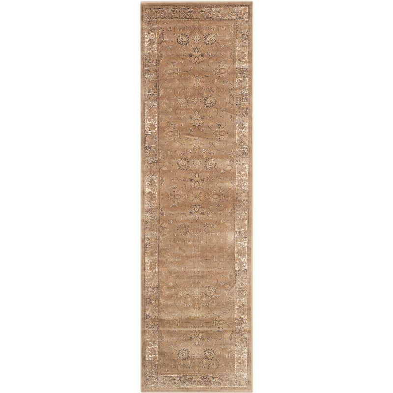 Taupe Hand-Knotted Wool and Silk Runner Rug