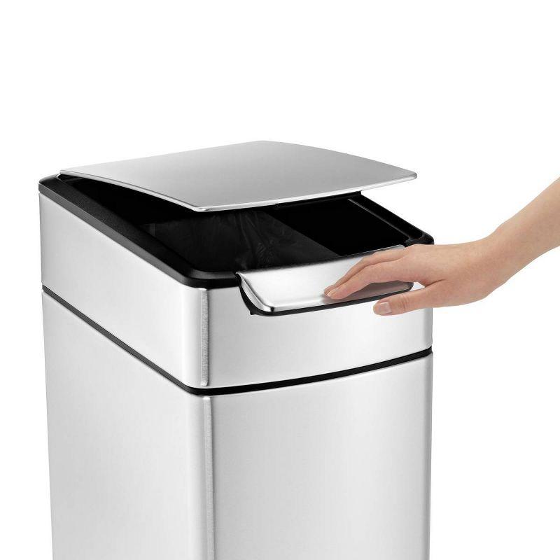 simplehuman 40 Liter / 10.6 Gallon Slim Touch-Bar Kitchen Trash Can, Brushed Stainless Steel