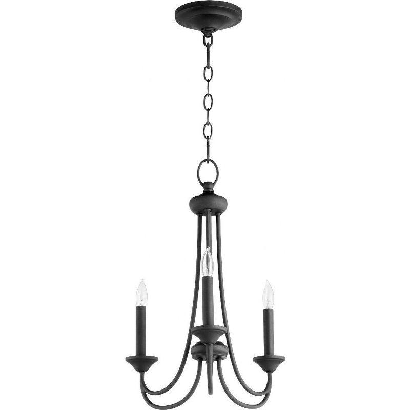 Elegant Noir Mini 3-Light Traditional Candle Chandelier