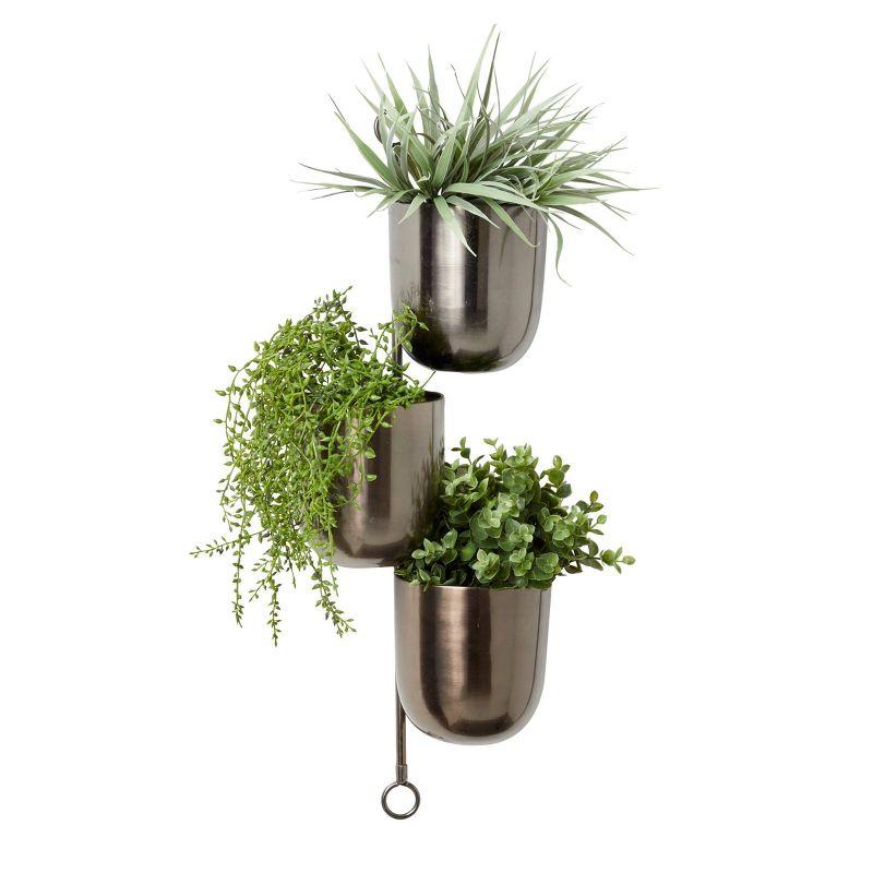 Set of 3 12" Contemporary Indoor/Outdoor Metal Hanging Wall Planter Rack - Olivia & May