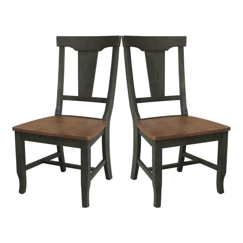 Elegant Hickory & Washed Coal Solid Wood Dining Chairs - Set of 2