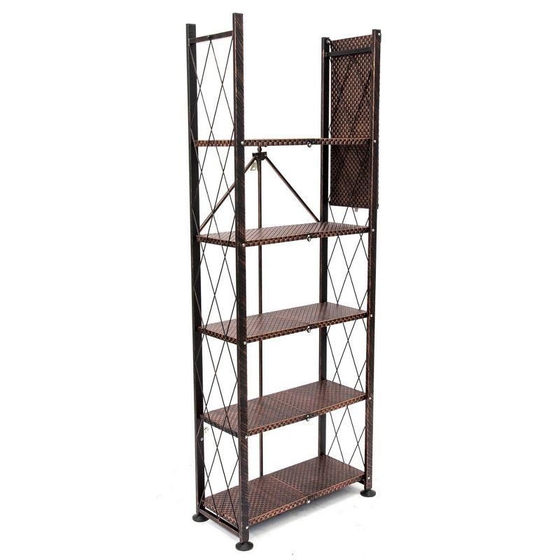 Origami 6 Tier Classic Stamped Steel Bookcase Organizer Storage Rack