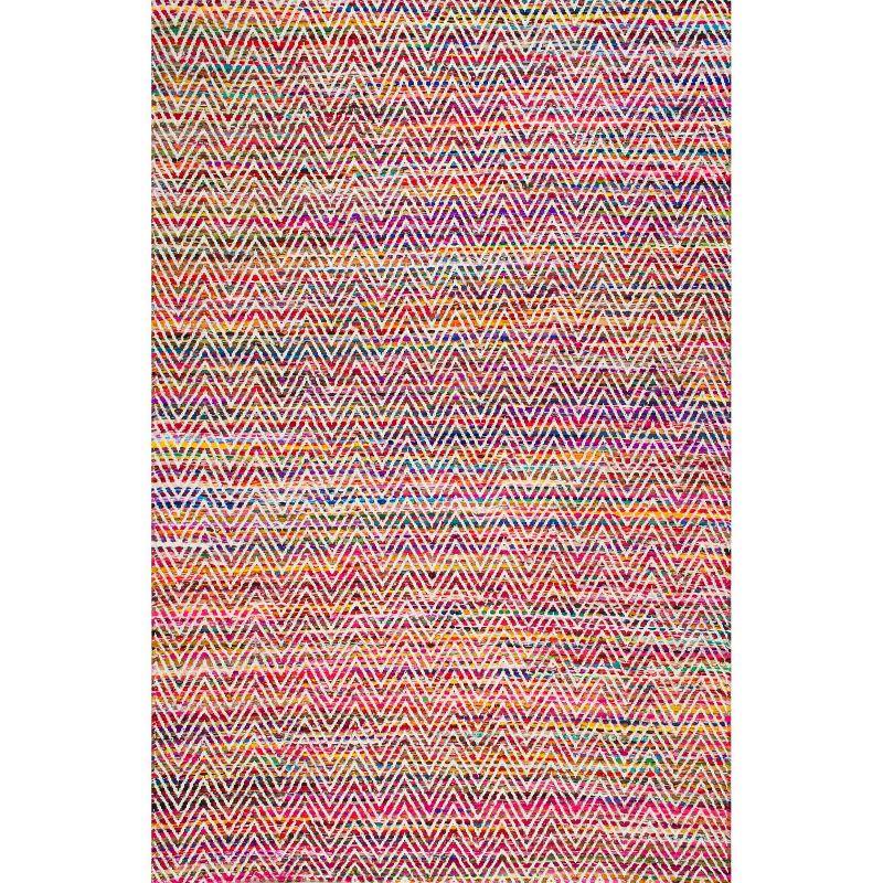 3'x5' Hand Woven Chevron Rochell Area Rug Magenta - nuLOOM: Flatweave, Contemporary, Indoor, Polyester & Cotton