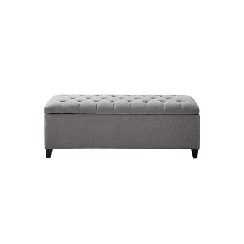 Selah Tufted Top Storage Bench - Gray: Upholstered Ottoman with Wood Legs, Polyester, Spot Clean