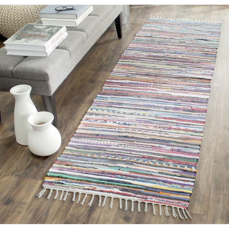 Rag Rug RAR121 Hand Woven Indoor Runner Rug - Grey/Multi - 2'3"x14' - Safavieh.