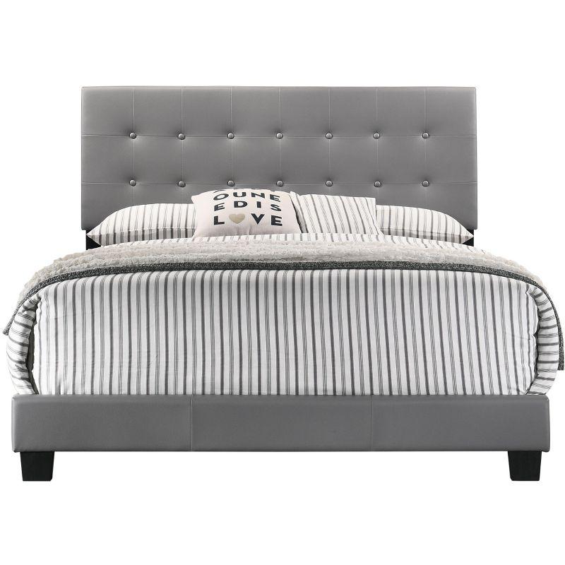 Caldwell Full-Double Dark Grey Faux Leather Upholstered Bed with Storage