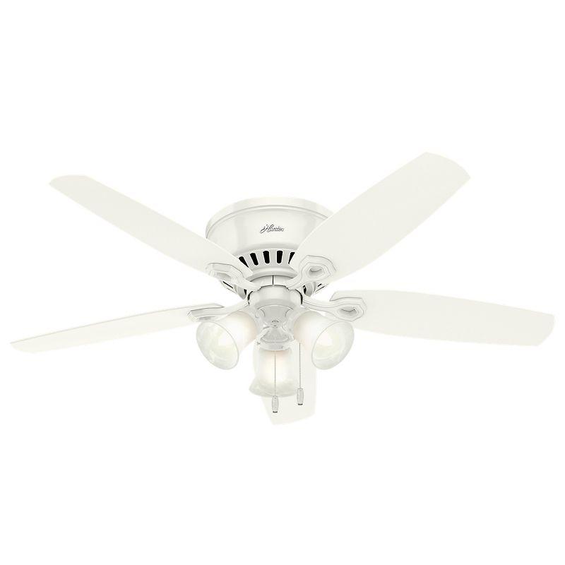 52" Snow White Low Profile Ceiling Fan with LED Chandelier Lighting