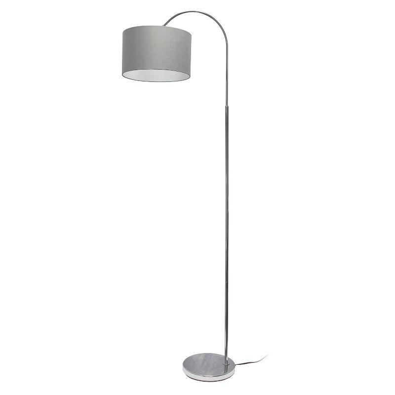 Gray Brushed Nickel Arched Floor Lamp with Fabric Shade