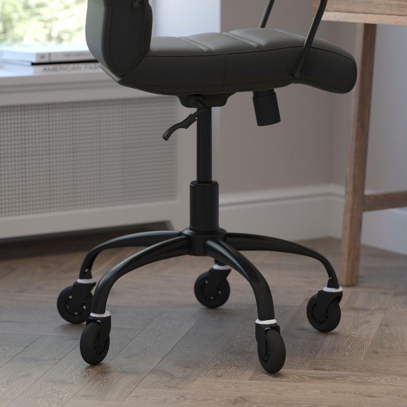 Flash Furniture Camilia Mid-Back Executive Swivel Office Chair with Arms, and Transparent Roller Wheels