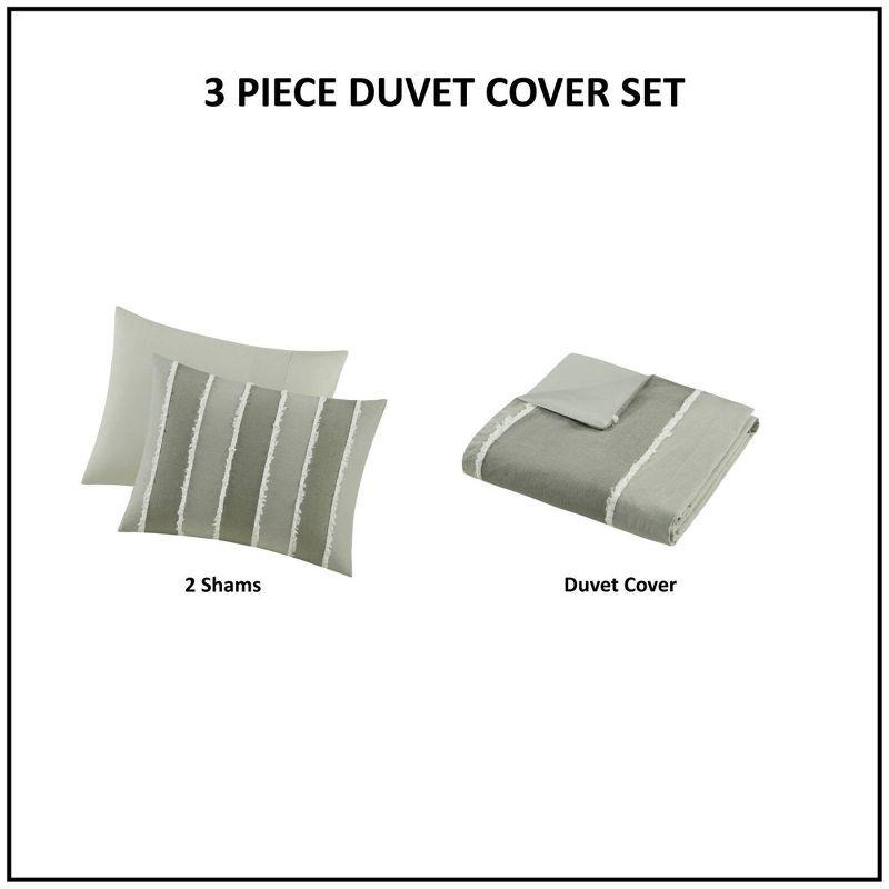 INK+IVY Shay 3 Piece Striped Cotton Duvet Cover Set
