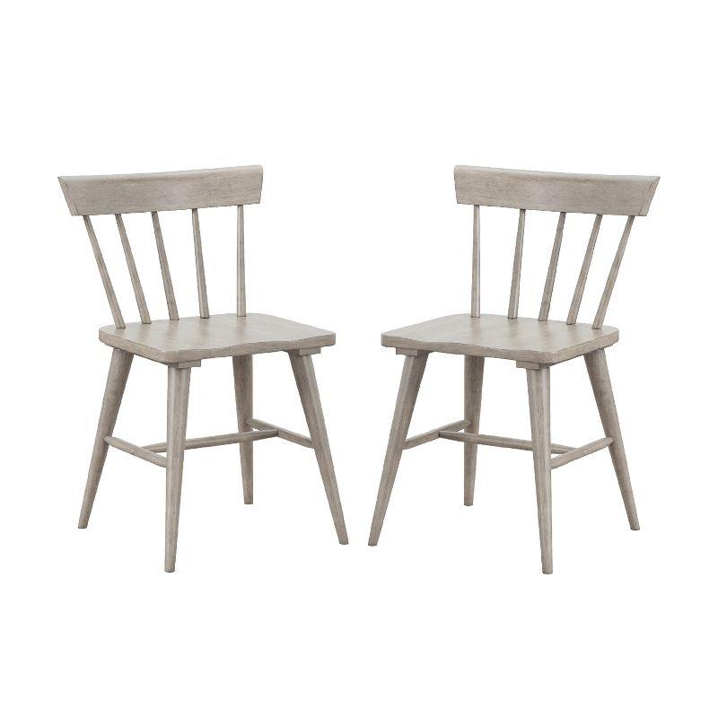 Gray Wood Spindle Back Dining Chairs, Set of 2